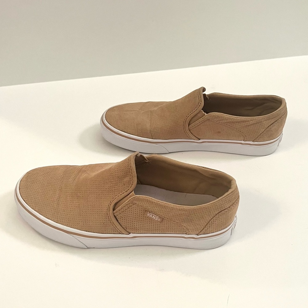 Vans Slip-On Suede Sneakers in Tan - Picture 8 of 13